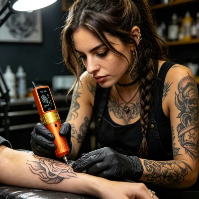 Professional Wireless Tattoo Machine Pen Cordless Rotary Tattoo Pen with Coreless Motor and Adjustable Stroke