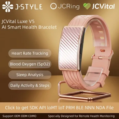 JCVital V5 SpO2/HRV/Stress Monitor,50+ Sports Modes,IP68,JVVital Pro APP,Microadjustable,Woven Band,Workout-Friendly