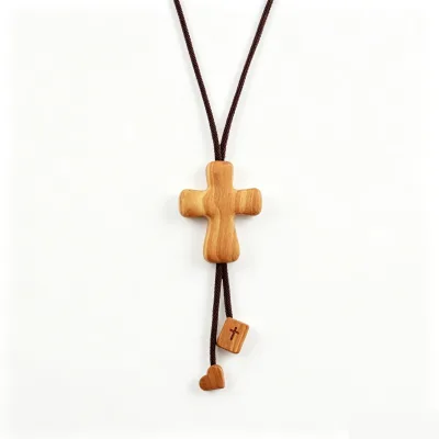 Handcrafted Olive Wood Cross Necklace Wooden Cross Pendant Religious Christian Gift