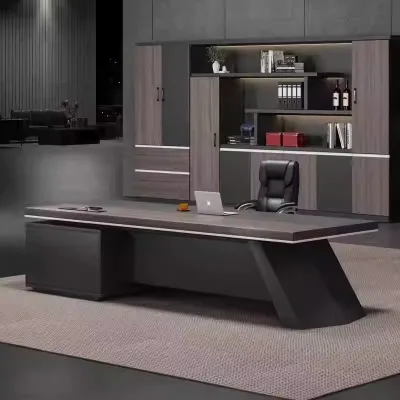 Modern Design Office Desk Modular Combination Lock Drawer Wooden Panel Style Stainless Steel Metal Business Office Furniture