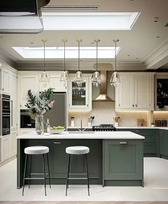 Luxury Light Gold High Glossy Lacquer Kitchen Cabinets with Handle Home Storage Sales