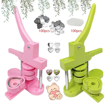2025 Hot Selling New Heart-Shaped Machine with One Mould +100 Pcs Material Making DIY Badge Pin Button
