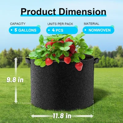 Gallon Plant Grow Bags Heavy Duty Fabric Pots Non Woven Garden Bags Reusable Plant Bags