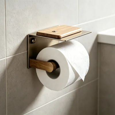 Modern Square Design SUS 304 Industrial Bathroom Toilet Paper Holder High Shiny Polishing Wall Mounted for Hotels