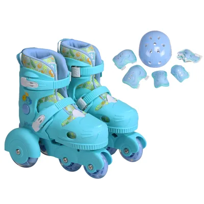 Kids Cute pink and Blue Size Is Adjustable Inner Liner Detachable for Beginners Comfortable Safety PVC Inline Roller Skates