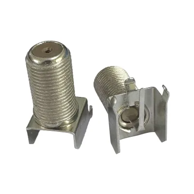 CHAOYI RF Connector Factory Supply Nickel Plated F Connector with Pin British System Threaded F Coaxial Connector