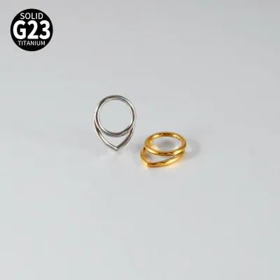 Cross-border G23 Titanium Alloy Plain Hoop Earrings Simple Ring Water Drop Layered Ear Clips Unisex Split Ring Piercing Nose