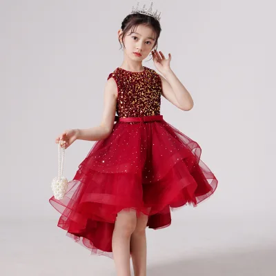 New summer fashion girl princess chiffon dress casual floral long knee length princess dress