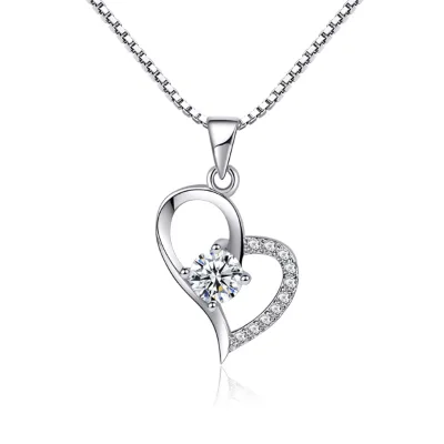 BAGREER P1813 Engagement Gift Zircon Stone Heart Necklace Pendant 925 Sterling Silver Women Jewelry