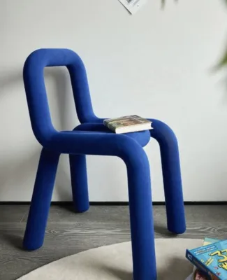 Klein Blue Internet Celebrity Designer Simple Style Cloth Material Irregular Dining Chair Bedroom Chair Customizable Color Size