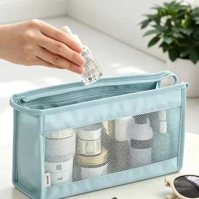 Travel-friendly Portable Urban Simplicity Oxford Cloth Triangle Toiletry Bag Large-capacity Cosmetic Pouch Women 2024 New Bag