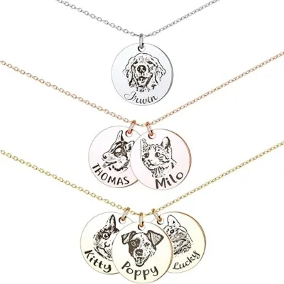 Manufacturer Custom Laser Engraved Pet Photo Pendant Necklace for Sale