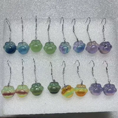 Wholesale Sliver 925 Various Gemstone  Earrings Natural Crystal Crafts  Amethyst  Earrings for Healing Gift