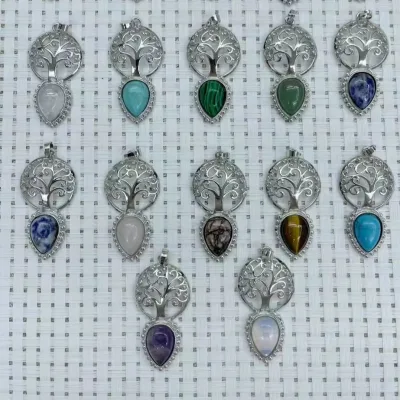 Heart Life Tree Shape Stone Pendants Personality Flip Flops Design Rhinestone Charms for Necklace