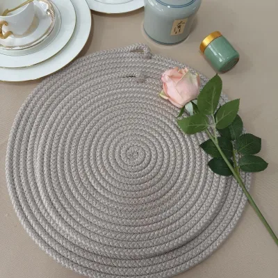 Taupe Braided Rope Placemat Round | Coiled PP Table Mat for Dining Table Decor | Eco Friendly Placemat Wholesale