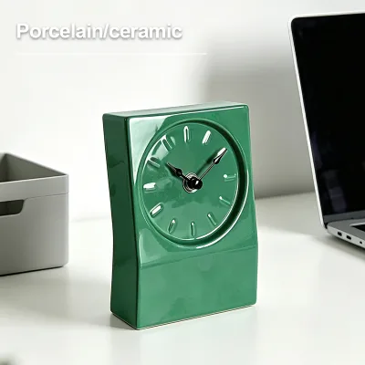 Ceramic Classic Art Deco Desktop Clock with Mechanical Movement Silent Operation Home Decor