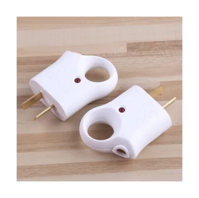 Power plug with indicator light, pure copper bipolar plug, white high-power 2-pin plug