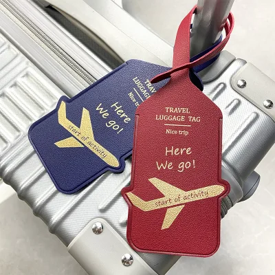 High Quality Premium PU Leather Privacy Protection Labels Suitcase Tag Card Leather Baggage Luggage Tag for Travel