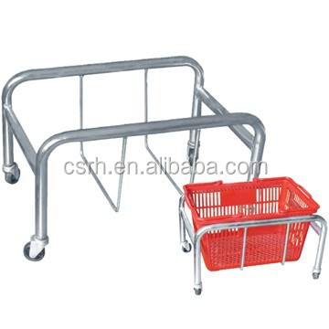 465*345*315mm Movable Plastic Supermarket Basket Stack Stand Shopping Basket Holder