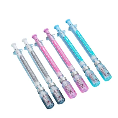 0.38mm Plastic Body Cartoon Design New Creative Syringe-Shaped Gel Pen Black Signing Pen