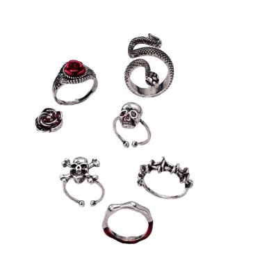 9 Pcs Gothic Vampire Ring Set Spider Snake Skull Skeleton Stacked Rings for Women Alloy Fashion Halloween Jewelry  Anniversaries
