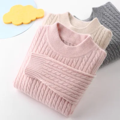 Top Quality Winter Kids 100% Pure Cashmere Sweater Woman Jacquard Wool Cashmere Girls Sweater