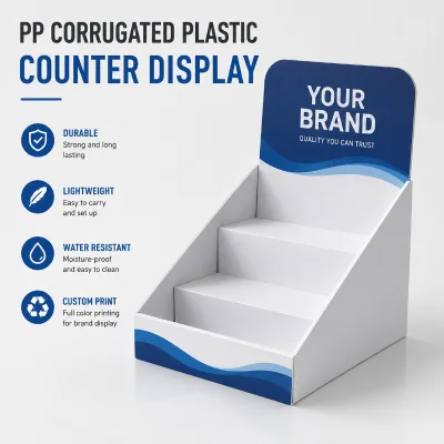 Countertop Display Shelf Custom Multi-layer Corrugated Plastic Display Stands Store Snacks Cosmetics Retail Display Rack