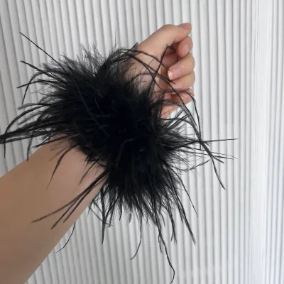 Fluffy Luxuriate Red Ribbon Feathers Sewing Fringe Trim Ostrich Boa Feather for Christmas Party Pajamas Set Dress Suits Cuff