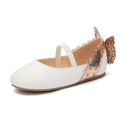 White Butterfly Wing Flats Women Mary Jane Style Elastic Strap Soft Sole Princess Dress Shoes Wholesale