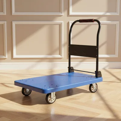 Four Wheels Plastic Shopping Foldable Hand Truck Cart Platform Trolley