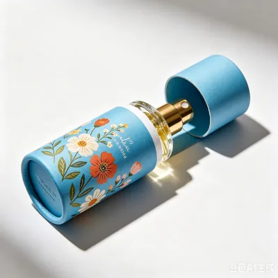 Vintage Floral Print Eco-Friendly Cosmetic Perfume Paper Tube Orange Cylindrical Packaging Can for Essential Oil Fragrance