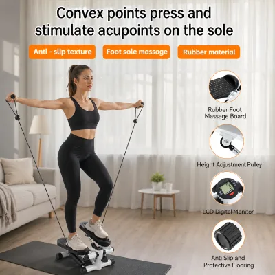 Twist Stepper with Acupressure Nodes Resistance Bands Adjustable Home Machine for Full Body Workout Fitness Exercise Equipment