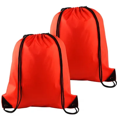 Custom Large Folding Soft Polyester Backpack with Letter Pattern Zipper Closure & Shoe for Sports & Gym Use Drawstring Bag