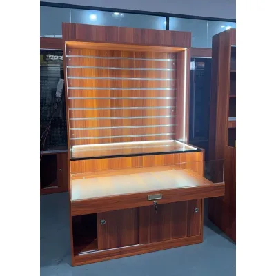 Factory Custom Supermarket Display Rack Retail Display Stand LED Slatwall Displays With Storage and Lights