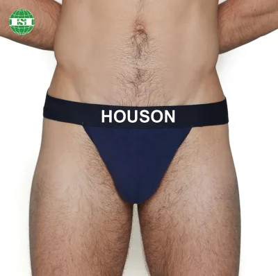 Customised Lettering Navy Cotton Jockstraps for Men Bamboo Modal Nylon Polyester Spandex Customized Fabric