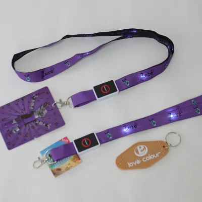 Purple Led Lanyard for Concert Flashing Light Lanyard with Oem logo