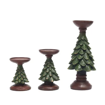 High Quality Christmas Tree Shape Resin Candle Holder Home Decor Tea Light Holder Wholesale Christmas Gift with Lanterns Jars