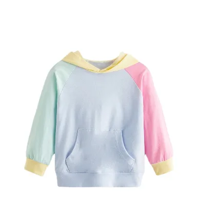 Wholesale Color Block Hoodie Kids Custom logo Toddler Girls Pullover Hoodies and Sweatshirts