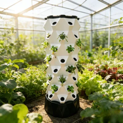 UYARD 8-Layer Pineapple-Shaped Hydroponic Tower Vertical Soilless Growing System Food Grade ABS Cover Water Circulation for