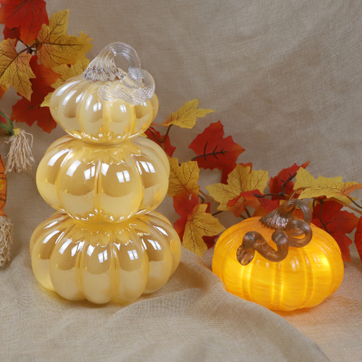 Decorative Glass Pumpkin for Fall Harvest Big Pumpkin 2025 Halloween Decorations