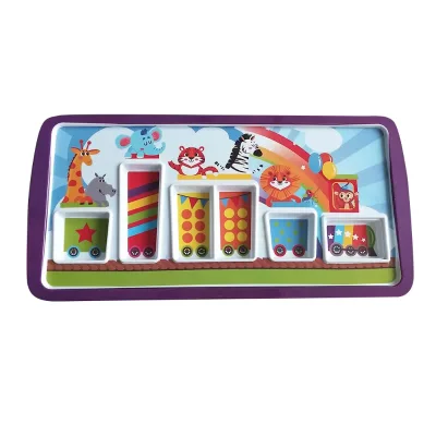 Good Price Healthy Eco-Friendly Custom Logo Kids Plastic Printing Plates with Cartoon Pattern Rectangle Shape Baby Dinner Dish