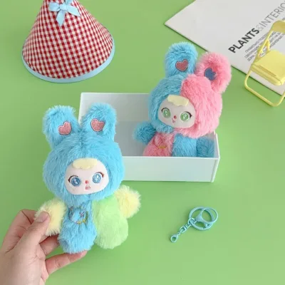 New Trendy Southeast Asia Cute Bear & Rabbit Plush Keychain Toy Cross-Border Pendant Accessory