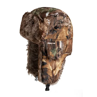 Cheap Wholesale Outdoor Winter Forest Camo Trooper Hat Trapper Hat With Faux Fur Lining