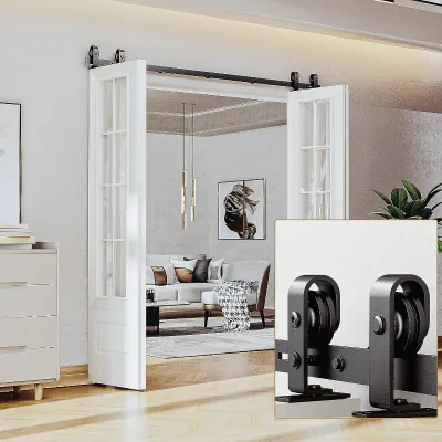 AAG Private Label Top Mounted Bi-fold Black Sliding Barn Door Hardware Indoor Decorate Customization Barn Door Hardware Kit