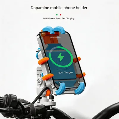 Plastic Universal Wireless Charging Flexible Phone Holder with Ball Joint Connection for Motorcycle & Electric Bike Outdoor Use