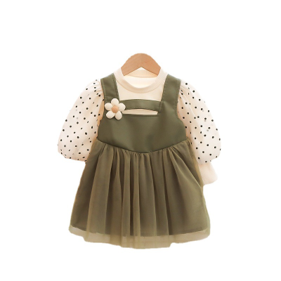 Autumn Princess Dress for Girls Fashionable Gauze Cotton Layered Design and Flower Decoration for Parties Dress