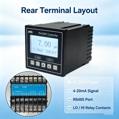 Digital Online pH ORP Controller English Language Interface Double Relay Output Alarm Delay Programmable