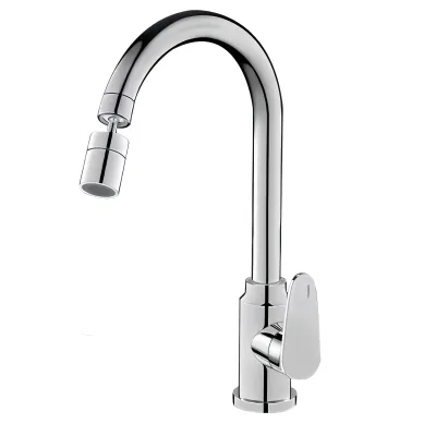 Kitchen Hot/Cold Faucet 360 Degree Rotation Splash-Proof Pressurized Ceramic Valve Wrench Type Control Deck Mounted Kitchen Sink