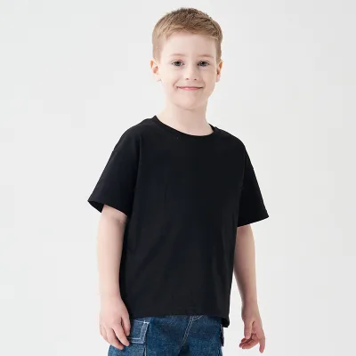EK-028 Baby Boys Short Sleeve Graphic Tee Girls Cotton T Shirt Summer Toddler Solid T-Shirt With Round Neck for Toddlers