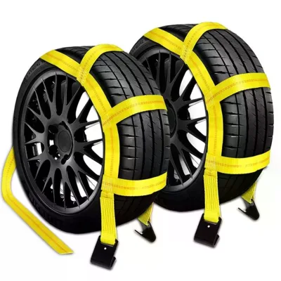 Tow Dolly Basket Straps with Flat Hooks Car Strap Tow Dolly Wheel Net for Auto Hauling by DC Car